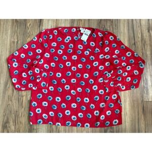 NWT J. Crew Factory Red Longfellow Floral Long Sleeve Top Shirt Semi Sheer Large